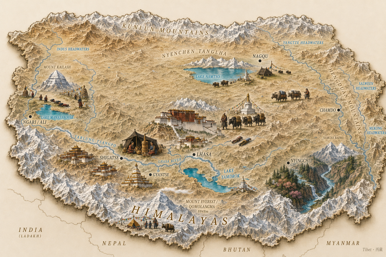 Тибет editorial map